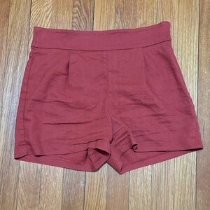 Women's Rust Shorts Linen Blend